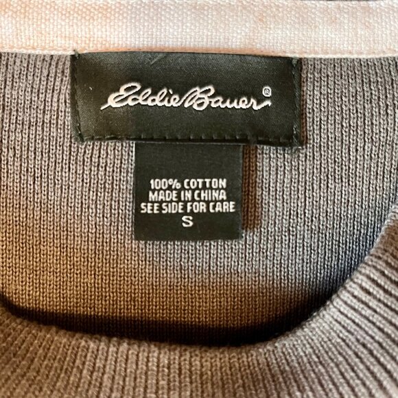 Eddie Bauer Men’s Raglan Crewneck Pullover Olive Green Tan 100% Cotton S - Picture 3 of 7